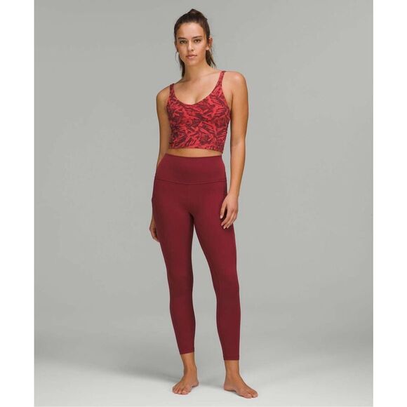 Lululemon Align Cropped Tank Top In Spray Leaf Fireside Red Multi Size 2 - Picture 1 of 11